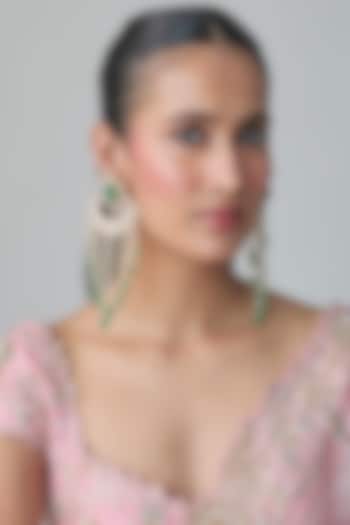 Gold Finish Emerald Kundan Polki & Pearl Beaded Dangler Earrings by Moh-Maya by Disha Khatri at Pernia's Pop Up Shop