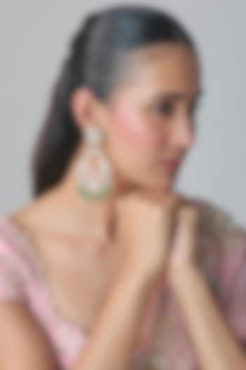 Gold Finish Kundan Polki & Emerald Dangler Earrings by Moh-Maya by Disha Khatri at Pernia's Pop Up Shop