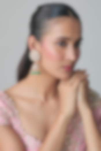 Gold Finish Kundan Polki & Emerald Dangler Earrings by Moh-Maya by Disha Khatri at Pernia's Pop Up Shop