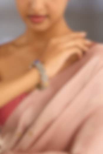 Gold Finish Kundan Polki & Multi-Colored Stone Adjustable Bangle by Moh-Maya by Disha Khatri at Pernia's Pop Up Shop