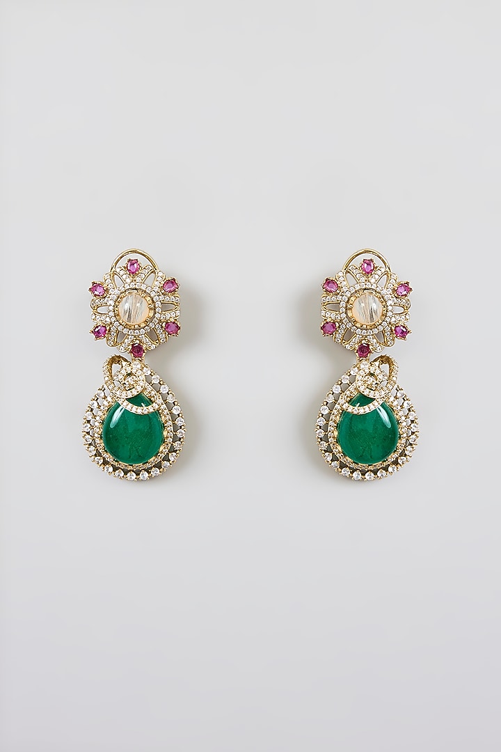 Gold Finish Multi-Colored Kundan Polki Necklace Set by Moh-Maya by Disha Khatri at Pernia's Pop Up Shop