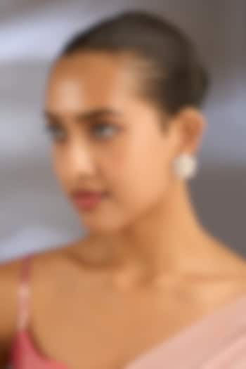 Gold Finish Kundan Polki Floral Stud Earrings by Moh-Maya by Disha Khatri at Pernia's Pop Up Shop