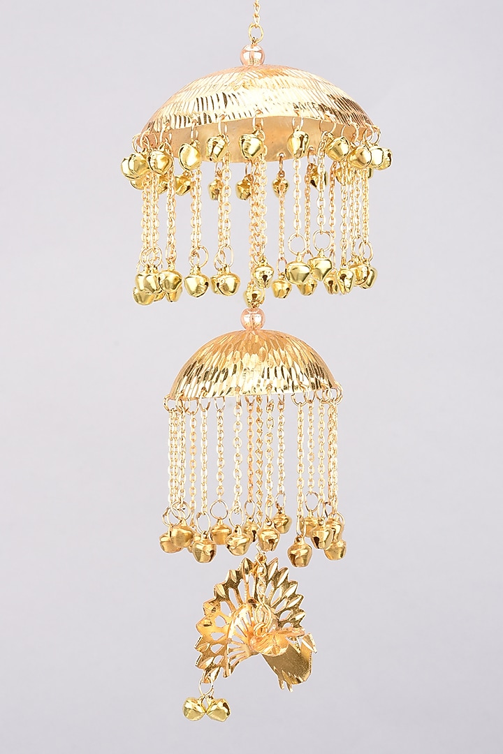 Gold Finish Carved Long Kaleeras by Moh-Maya by Disha Khatri at Pernia's Pop Up Shop