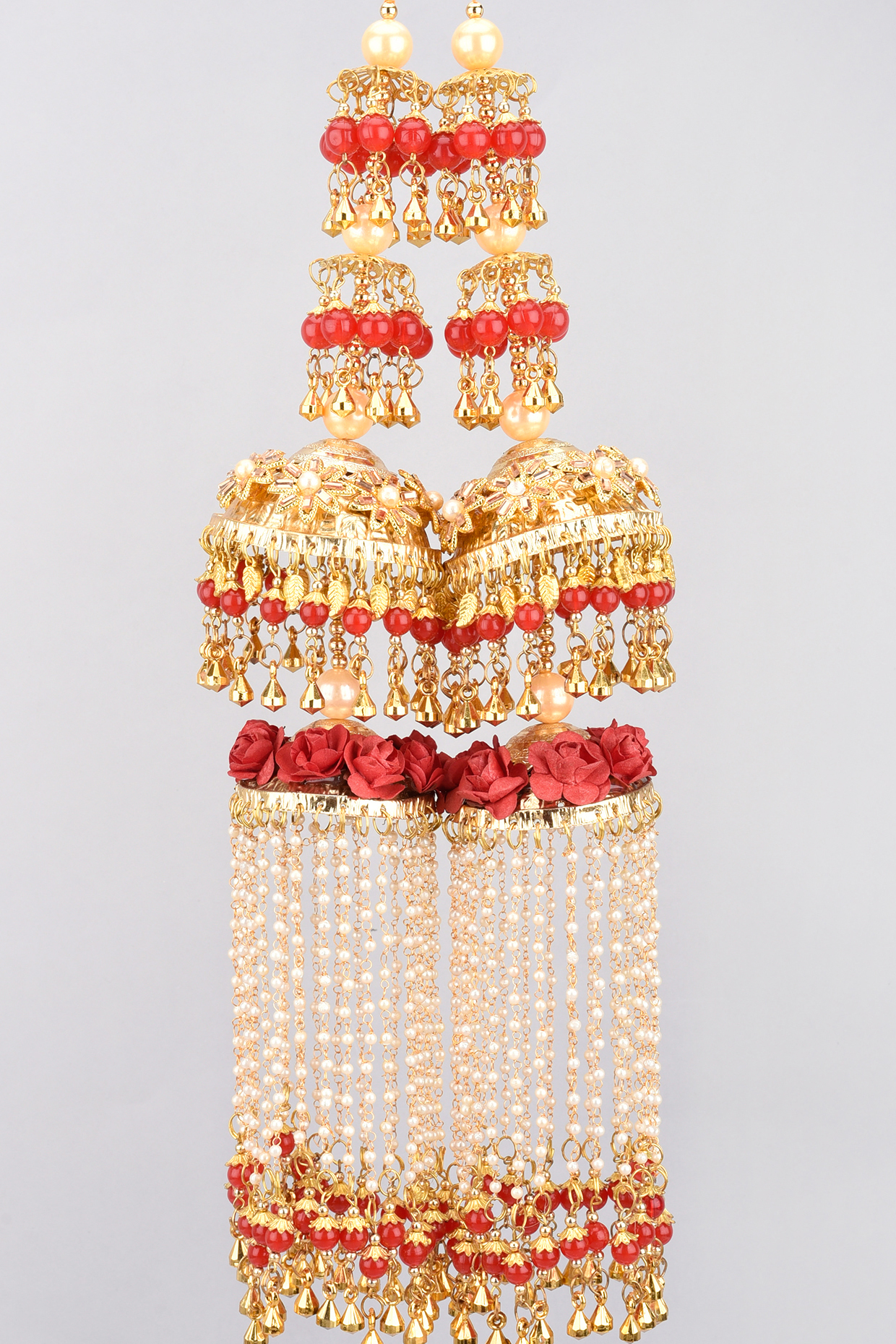 Gold Finish Beaded Kaleeras (Set of 2) by Moh-Maya by Disha Khatri at Pernia's Pop Up Shop