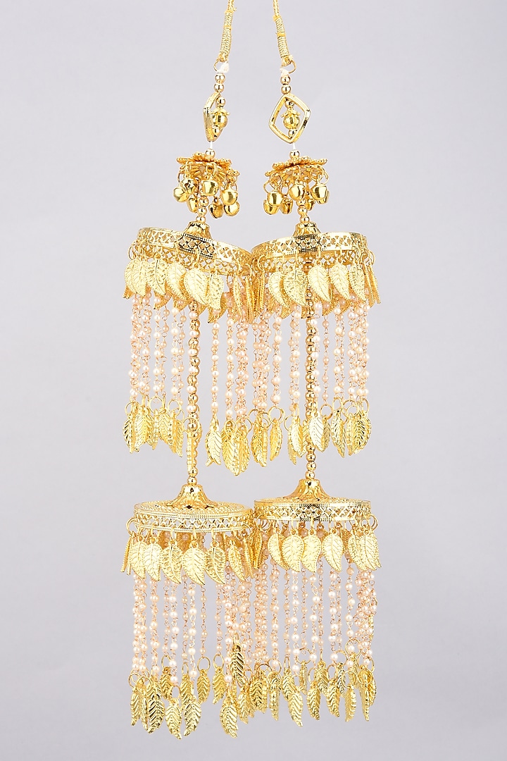 Gold Finish Motifs & Beads Kaleeras by Moh-Maya by Disha Khatri