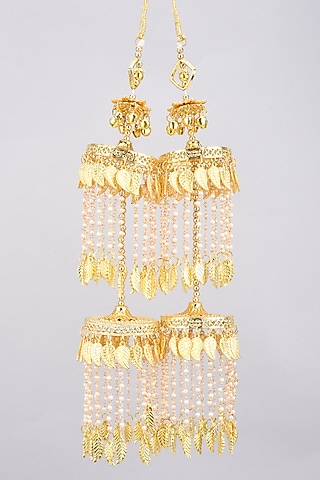 Gold Finish Motifs & Beads Kaleeras by Moh-Maya by Disha Khatri