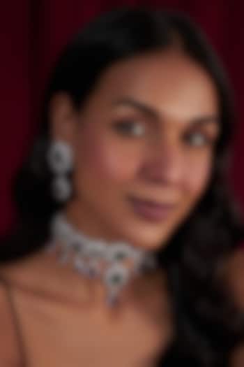 White Finish Zircon & Stone Choker Necklace Set by Moh-Maya by Disha Khatri at Pernia's Pop Up Shop