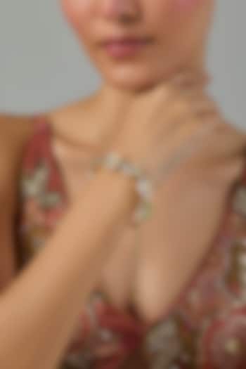 Gold Finish Multi-Colored Swarovski Bracelet by Moh-Maya by Disha Khatri at Pernia's Pop Up Shop
