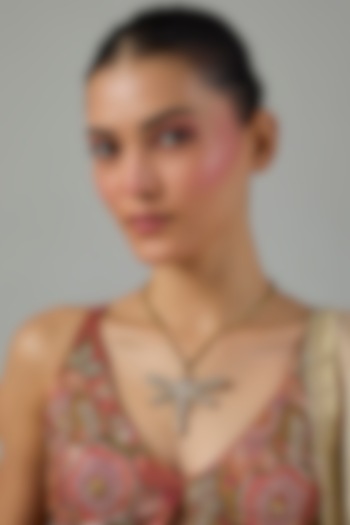 Gold Finish Dragonfly Motif Kundan Polki Pendant Necklace by Moh-Maya by Disha Khatri at Pernia's Pop Up Shop