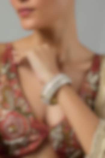 Gold Finish Kundan Polki Bangle by Moh-Maya by Disha Khatri at Pernia's Pop Up Shop
