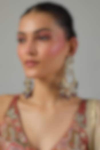 Gold Finish Kundan Polki & Ruby Beaded Dangler Earrings by Moh-Maya by Disha Khatri at Pernia's Pop Up Shop