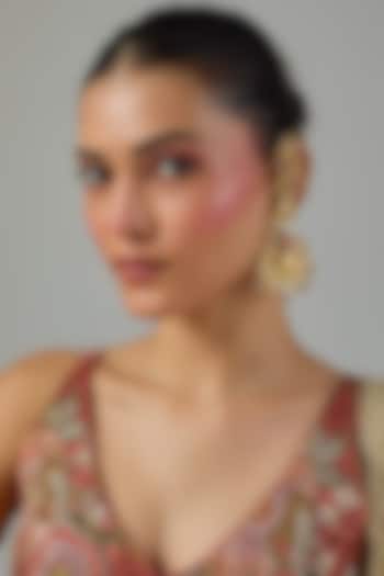 Gold Finish Ruby Stone & Pearl Dangler Earrings by Moh-Maya by Disha Khatri at Pernia's Pop Up Shop