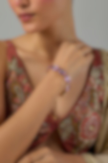 Gold Finish Multi-Colored Swarovski Bracelet by Moh-Maya by Disha Khatri at Pernia's Pop Up Shop