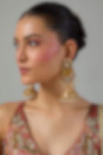 Gold Finish Multi-Colored Pachi Kundan Polki Dangler Earrings by Moh-Maya by Disha Khatri at Pernia's Pop Up Shop