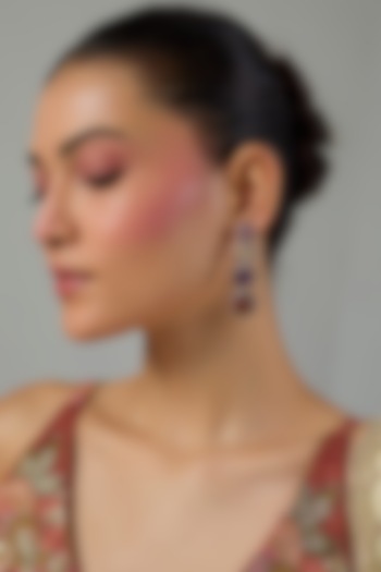 Gold Finish Zircon & Ruby Stone Dangler Earrings by Moh-Maya by Disha Khatri at Pernia's Pop Up Shop