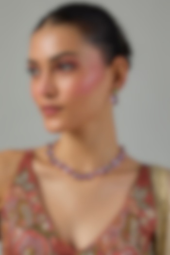 Gold Finish Swarovski & Multi-Colored Stone Choker Necklace Set by Moh-Maya by Disha Khatri at Pernia's Pop Up Shop