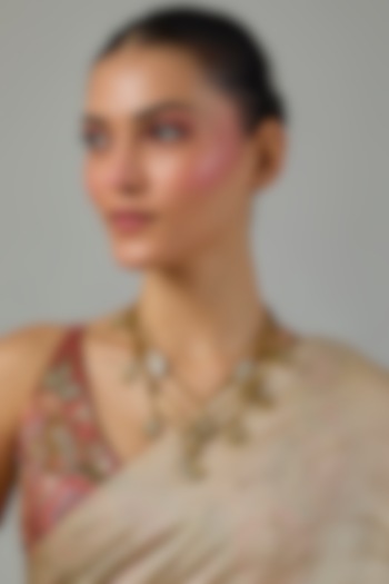 Gold Finish Kundan Polki & Moon Motifs Layered Necklace by Moh-Maya by Disha Khatri at Pernia's Pop Up Shop