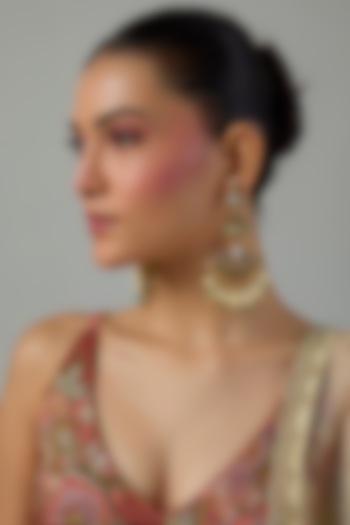 Gold Finish Kundan Polki & Pearl Dangler Earrings by Moh-Maya by Disha Khatri at Pernia's Pop Up Shop