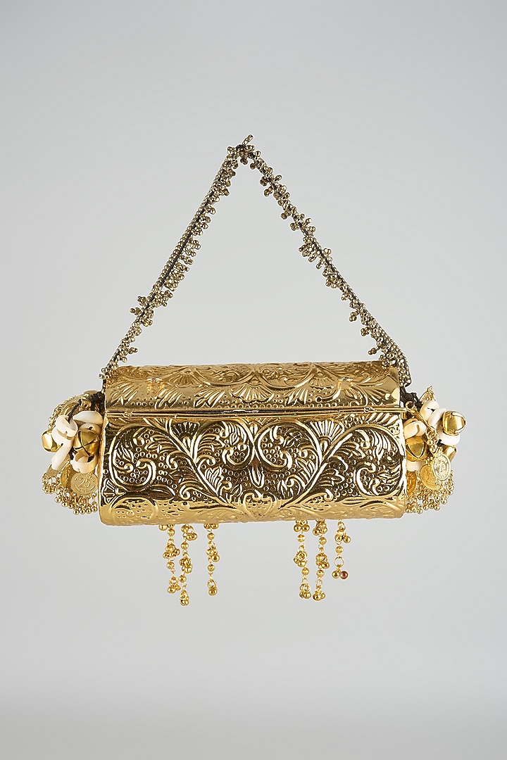 Gold Finish Ruby Stone Clutch by Moh-Maya by Disha Khatri at Pernia's Pop Up Shop