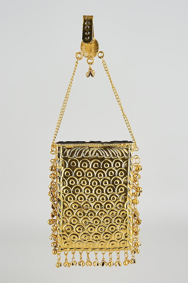 Gold Finish Emerald Stone Clutch by Moh-Maya by Disha Khatri at Pernia's Pop Up Shop