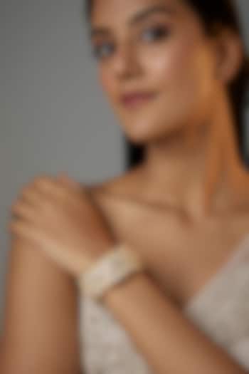 Gold Finish Kundan Polki Kada by Moh-Maya by Disha Khatri at Pernia's Pop Up Shop