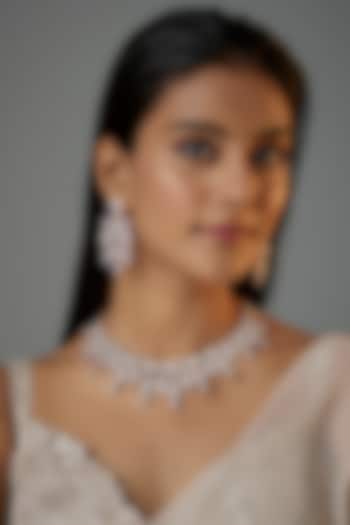 Gold Finish Pearl & Zircon Choker Necklace Set by Moh-Maya by Disha Khatri at Pernia's Pop Up Shop