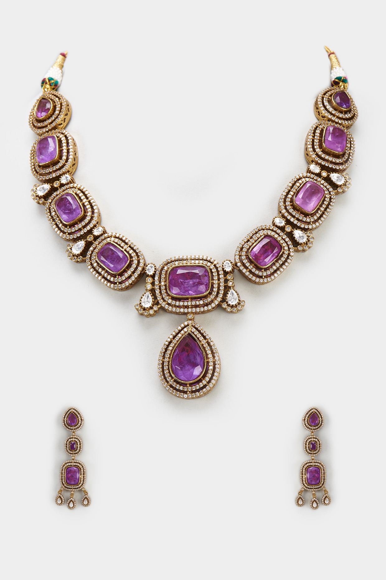 Gauri doublet necklace set - Purple – Rohika Store