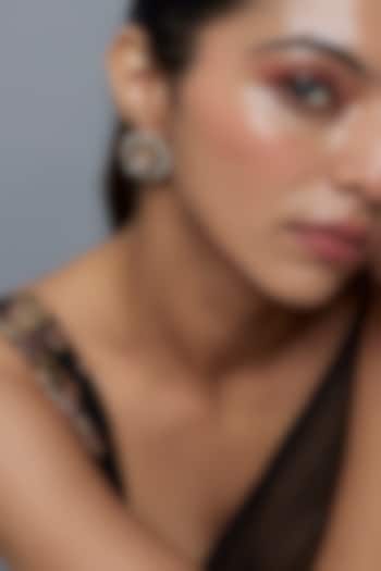 Gold Finish Moissanite & Zircon Stud Earrings by Moh-Maya by Disha Khatri at Pernia's Pop Up Shop