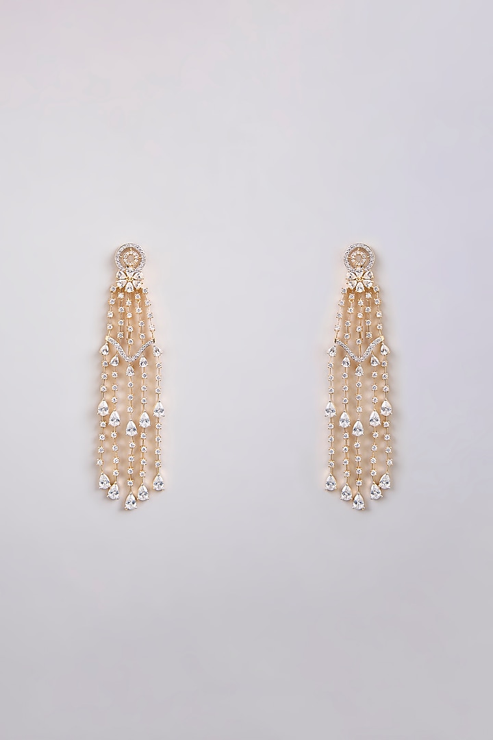 Silver Finish Zircon Dangler Earrings by Moh-Maya by Disha Khatri at Pernia's Pop Up Shop