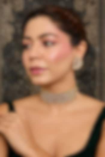 Gold Finish Kundan Polki Choker Necklace Set by Moh-Maya by Disha Khatri at Pernia's Pop Up Shop