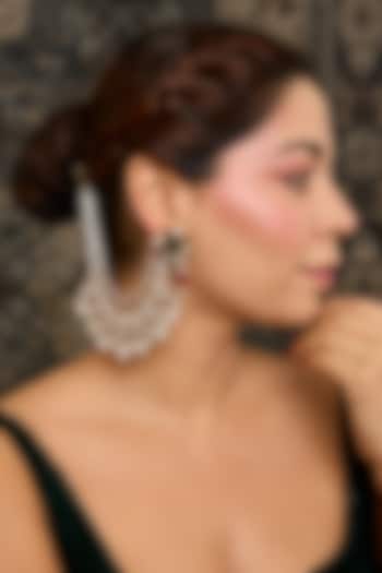 Gold Finish Kundan Polki & Multi-Colored Stone Layered Earrings by Moh-Maya by Disha Khatri at Pernia's Pop Up Shop