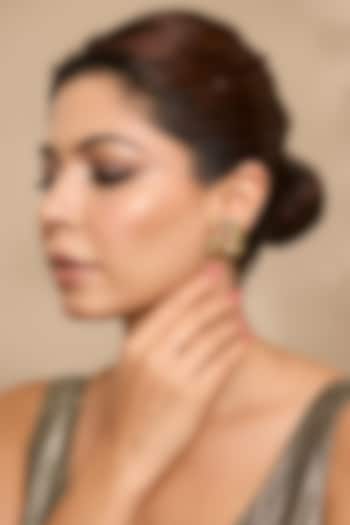 Gold Finish Multi-Colored Stone Stud Earrings by Moh-Maya by Disha Khatri at Pernia's Pop Up Shop