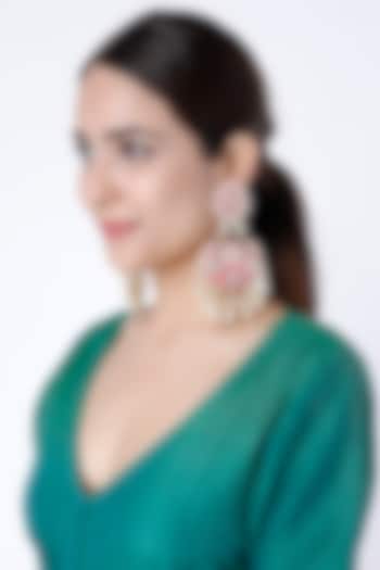 Gold Finish Meenakari Chandbali Earrings by Moh-Maya by Disha Khatri at Pernia's Pop Up Shop
