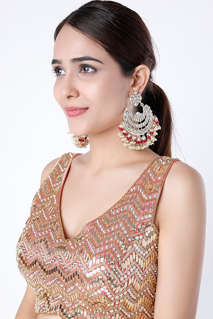 Gold Finish Beaded Chandbali Earrings by Moh-Maya by Disha Khatri at Pernia's Pop Up Shop