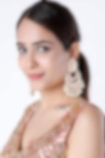 Gold Finish Peach Meenakari Chandbali Earrings by Moh-Maya by Disha Khatri at Pernia's Pop Up Shop
