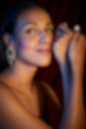 Gold Finish Zircons Dangler Earrings by Moh-Maya by Disha Khatri at Pernia's Pop Up Shop