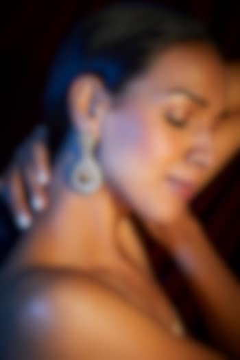 White Finish Sapphire Dangler Earrings by Moh-Maya by Disha Khatri
