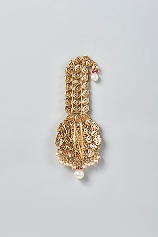 Gold Finish Kundan Polki Kalgi by Moh-Maya by Disha Khatri