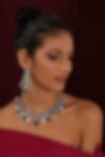 White Finish Zircon & Emerald Stone Choker Necklace Set by Moh-Maya by Disha Khatri at Pernia's Pop Up Shop