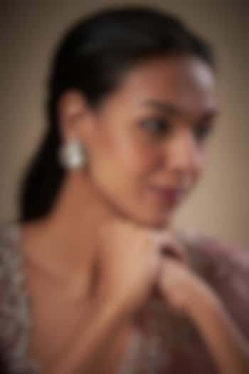Gold Finish Kundan Polki Stud Earrings by Moh-Maya by Disha Khatri at Pernia's Pop Up Shop
