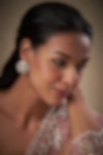 Gold Finish Kundan Polki & Zircon Stud Earrings by Moh-Maya by Disha Khatri at Pernia's Pop Up Shop