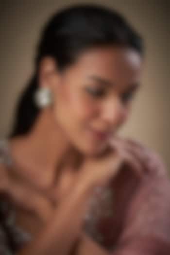 Gold Finish Kundan Polki Meenakari Stud Earrings by Moh-Maya by Disha Khatri at Pernia's Pop Up Shop