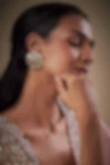 Gold Finish Kundan Polki & Jadau Stud Earrings by Moh-Maya by Disha Khatri at Pernia's Pop Up Shop