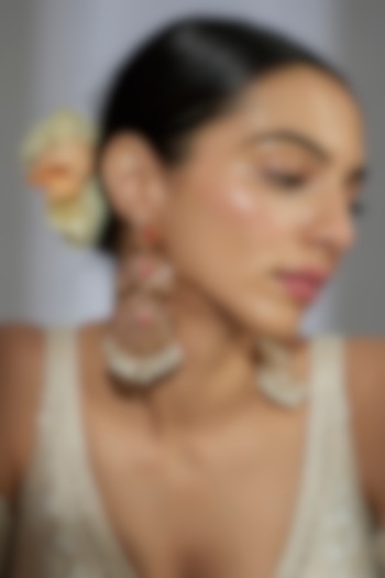 Gold Finish Kundan Polki & Coral Stone Dangler Earrings by Moh-Maya by Disha Khatri at Pernia's Pop Up Shop