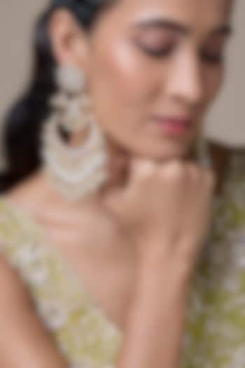 Gold Finish Kundan Polki & Pearl Dangler Earrings by Moh-Maya by Disha Khatri at Pernia's Pop Up Shop
