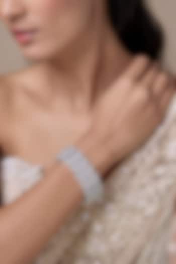 Silver Finish Yellow Zircon Bracelet by Moh-Maya by Disha Khatri at Pernia's Pop Up Shop