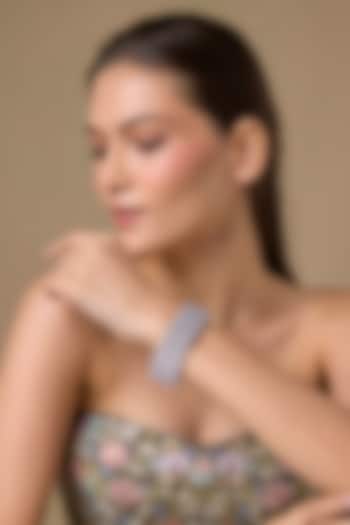 Silver Finish Zircon & Rose Quartz Bracelet by Moh-Maya by Disha Khatri at Pernia's Pop Up Shop