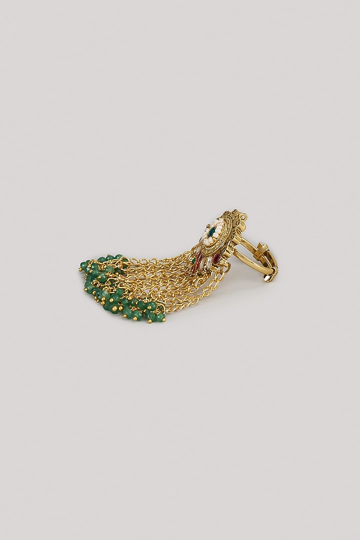 Gold Finish Kundan Polki & Ruby Ring by Moh-Maya by Disha Khatri at Pernia's Pop Up Shop
