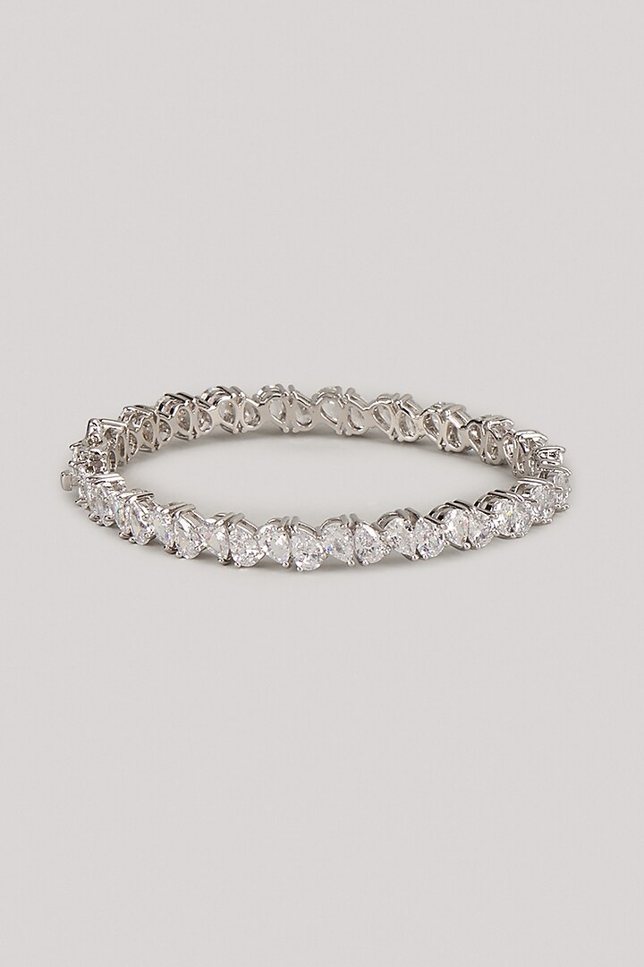 Silver Finish Zircon Bracelet by Moh-Maya by Disha Khatri at Pernia's Pop Up Shop