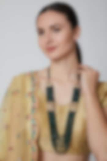 Gold Finish Emeralds Necklace by Moh-Maya By Disha Khatri